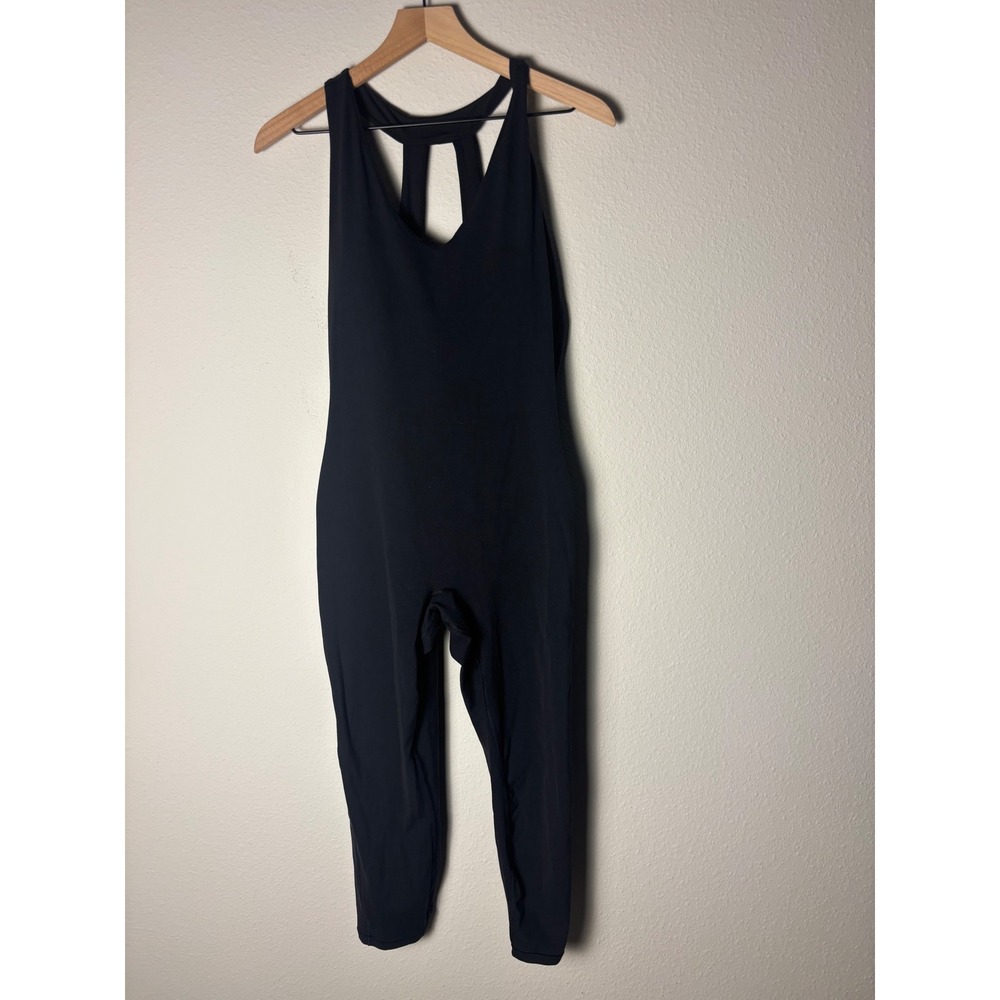 Athleta Transcend Bodysuit Black 23 Inseam Built in Bra Pockets XL